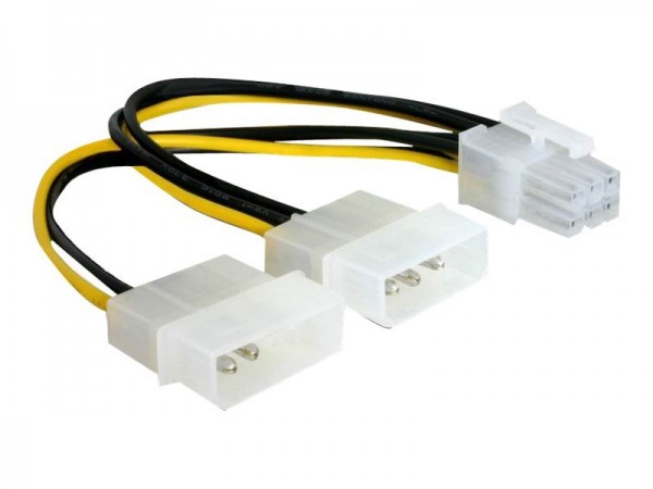 DeLOCK - Stromkabel - 6-poliges PCIe Power (W) bis interne Stromversorgung, 4-polig (M) - 15 cm