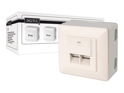 DIGITUS DN-9002/B5-N - Wanddose - geeignet für Wandmontage - RJ-45 X 2 - RAL 9010 (Packung mit 5)