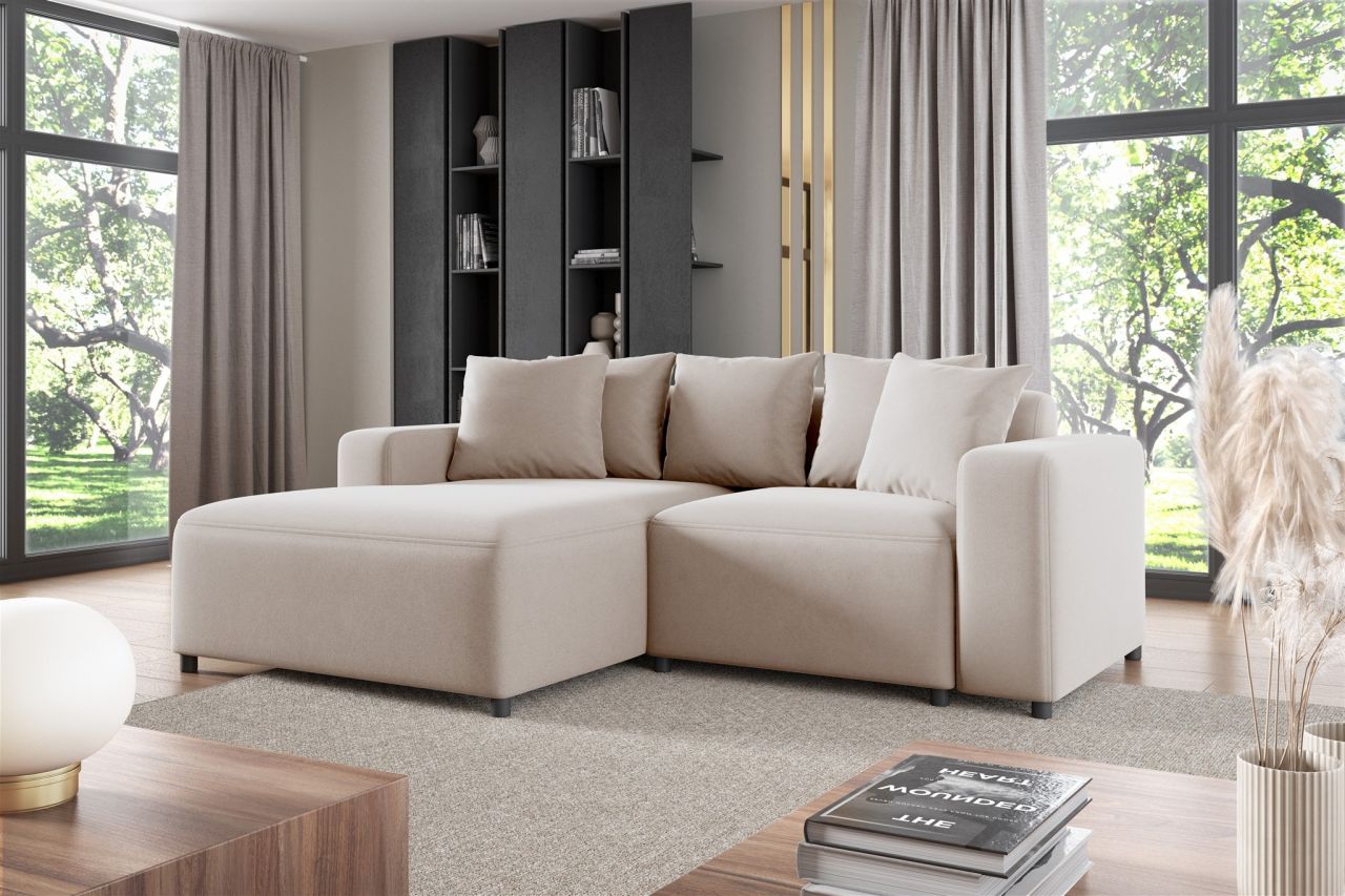 Ecksofa ersofa Sofa MEGAN XS in Stoff Salvador Hellbeige Ottomane Links