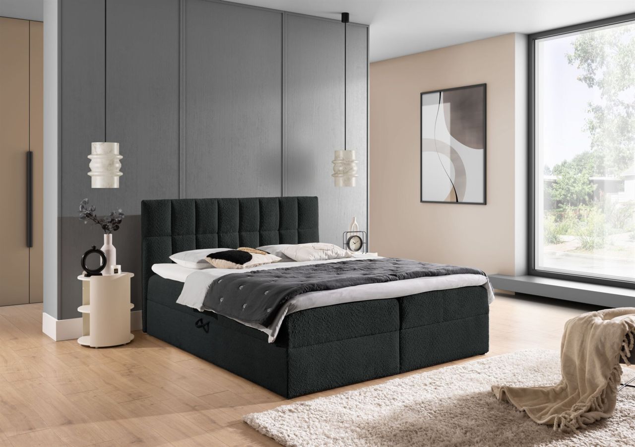 Boxspringbett Schlafzimmerbett DOMINGA 120x200cm Stoff Coral Schwarz