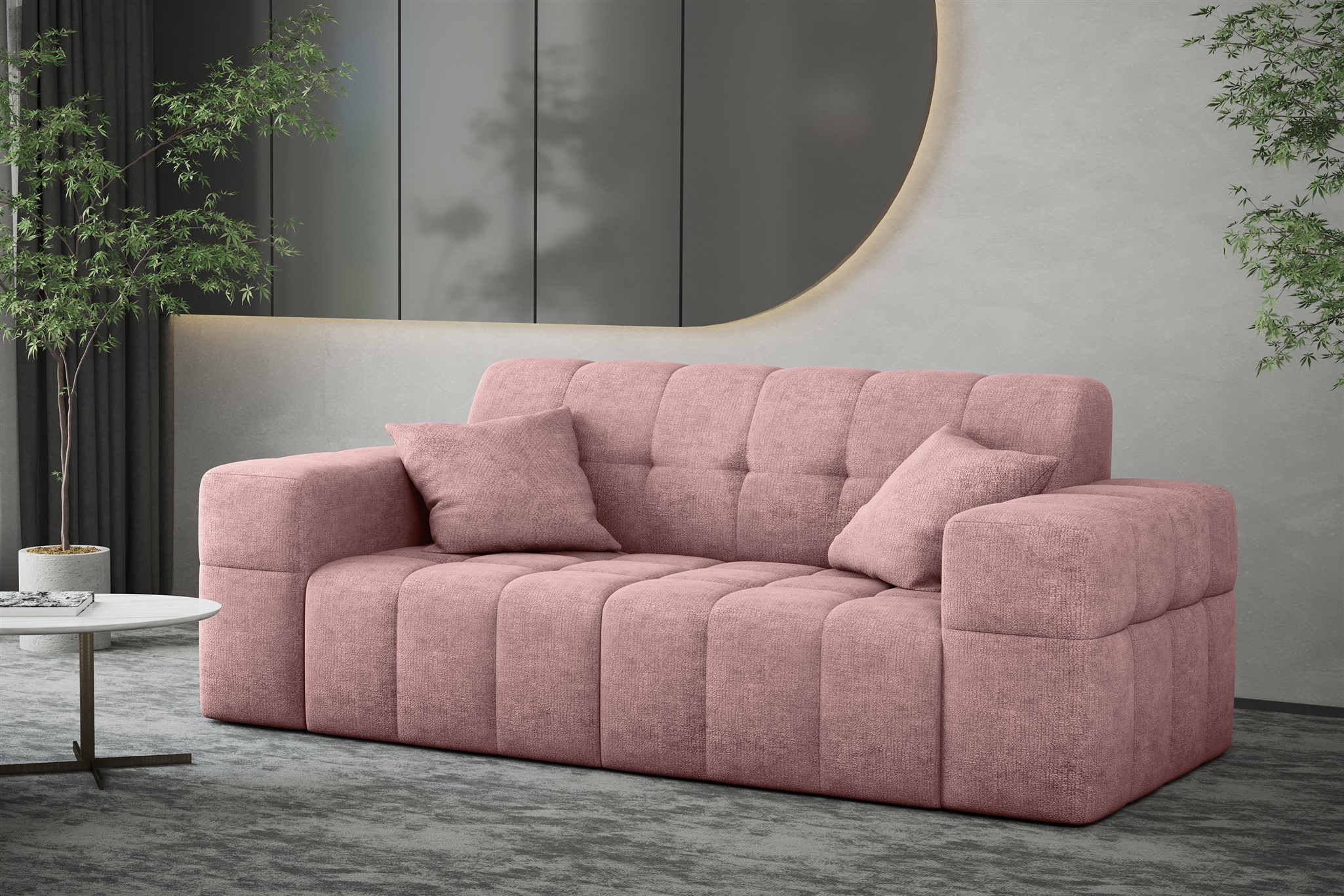 Sofa Designersofa NANCY 2Sitzer in Stoff Perfekt Harmony Altrosa