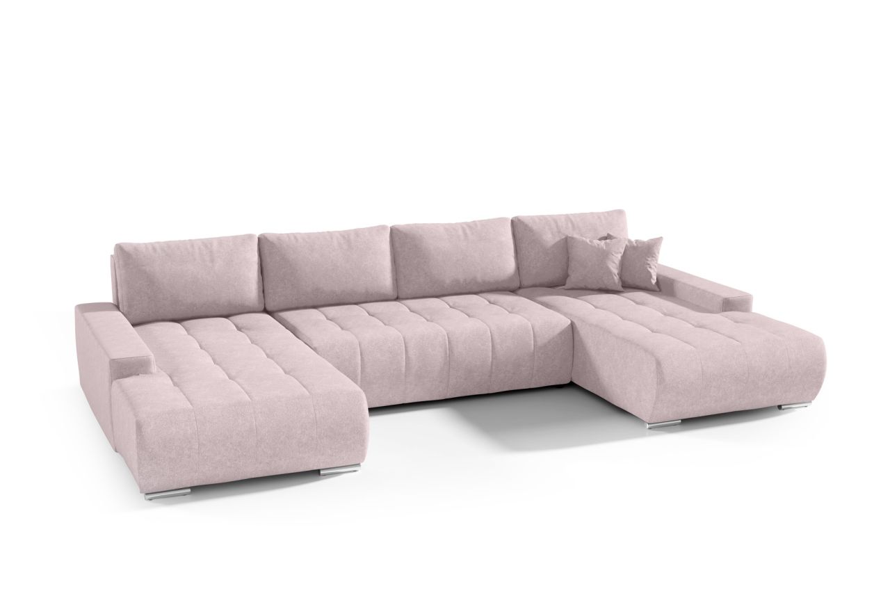 Wohnlandschaft Sofa mit Schlaffunktion VOGAR Stoff Aston Blush