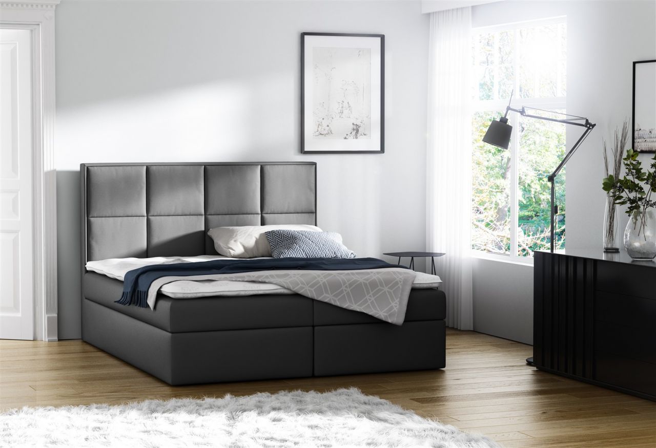Boxspringbett Bett MEDIANO Kunst.. Anthrazit 180x200cm inkl.Bettkasten