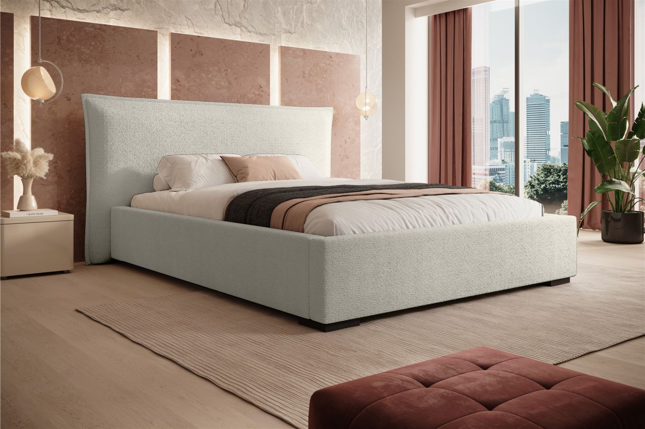 Polsterbett Bett AMADA 180x200cm in Stoff Ascot Beige / Speed