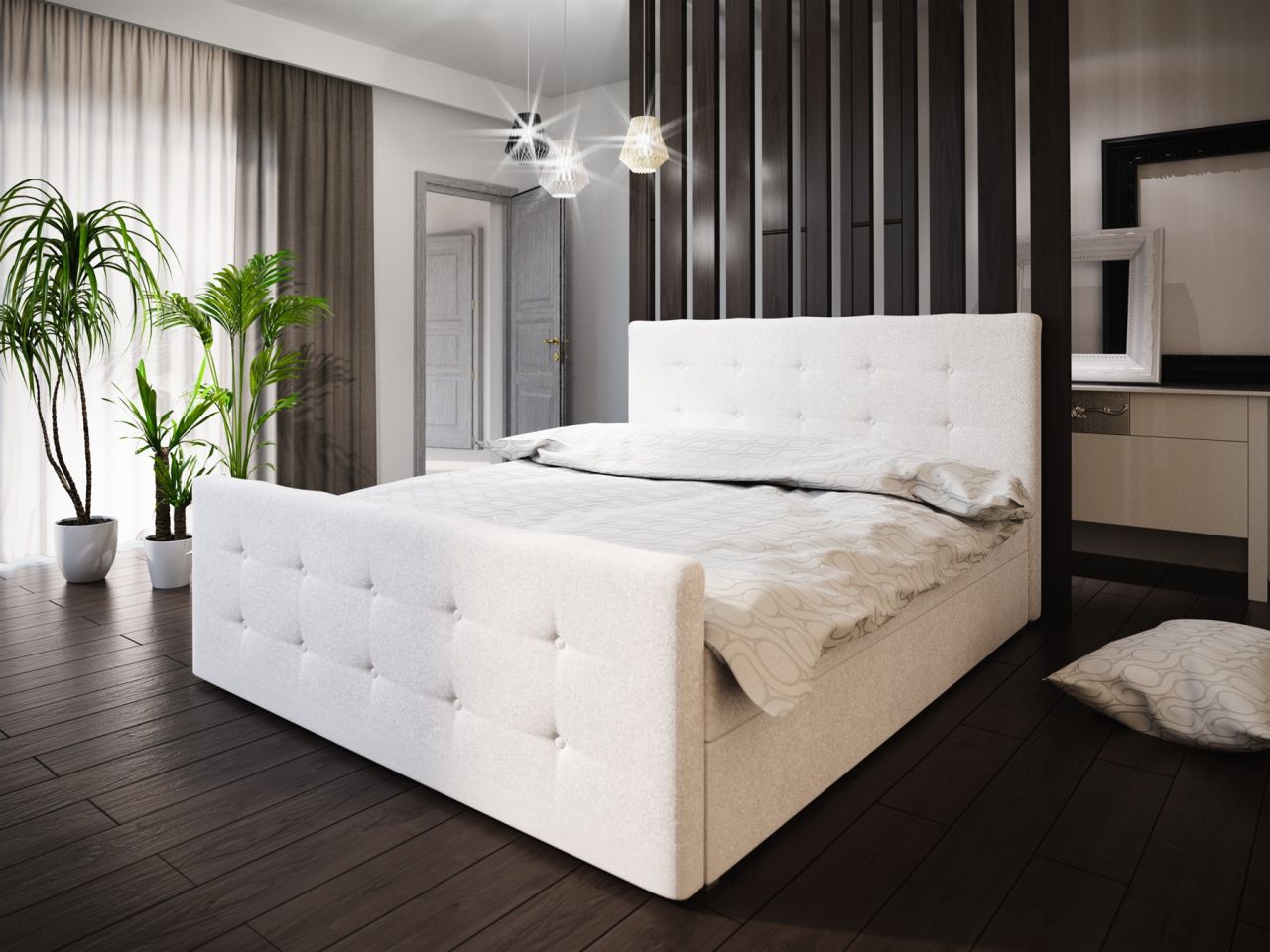 Boxspringbett Bett HUGO -Variante A- 140x200cm Beige inkl.Bettkasten