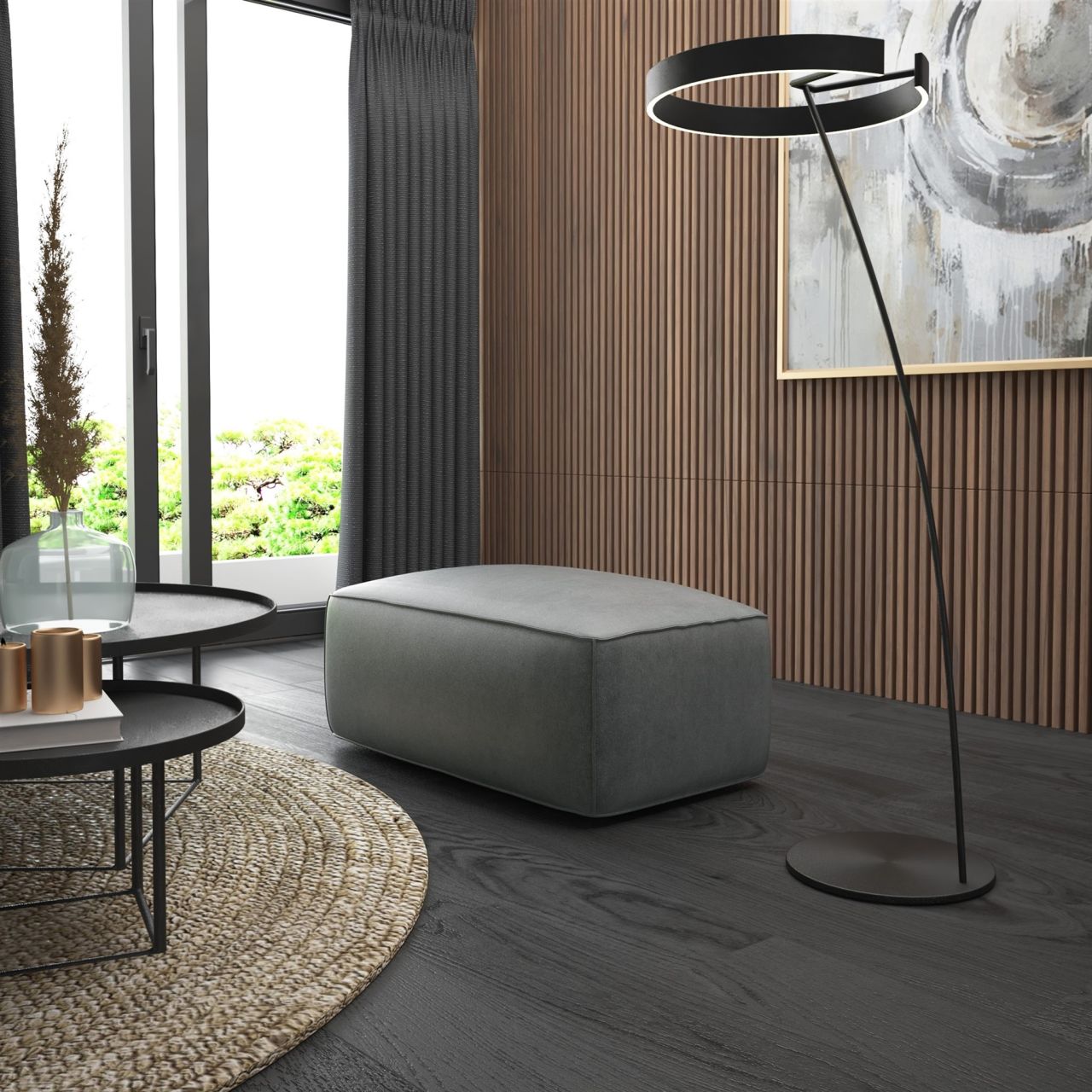 Polsterhocker erhocker Hocker HELMER in Stoff Pola Hellgrau