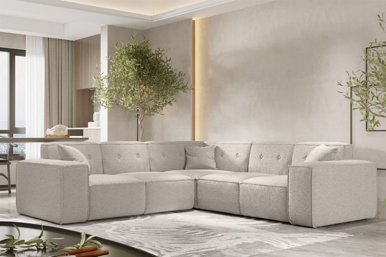 Ecksofa ersofa CESINA in Stoff Ascot Bukla Creme Seite Universal