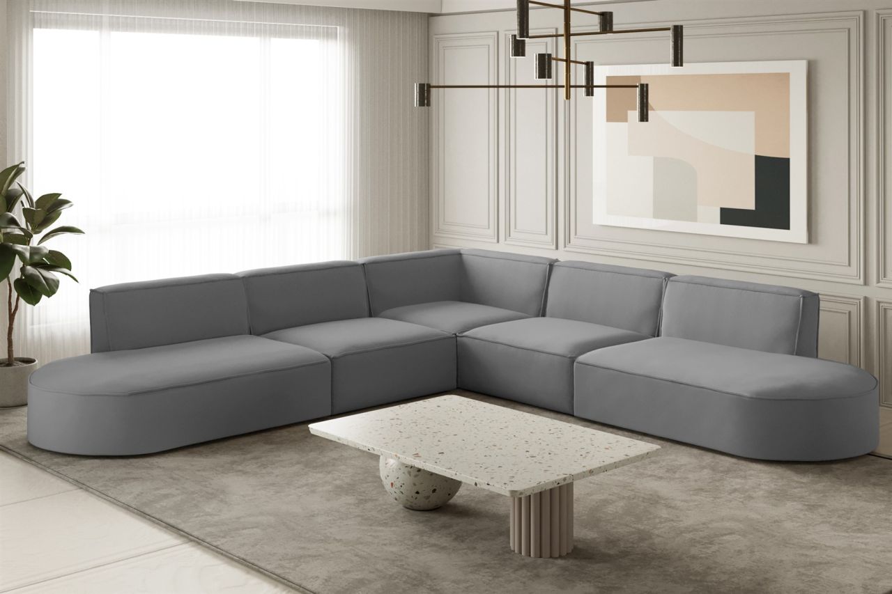 Ecksofa ersofa PALMA Stoff Opera Velvet Grau Seite Universal