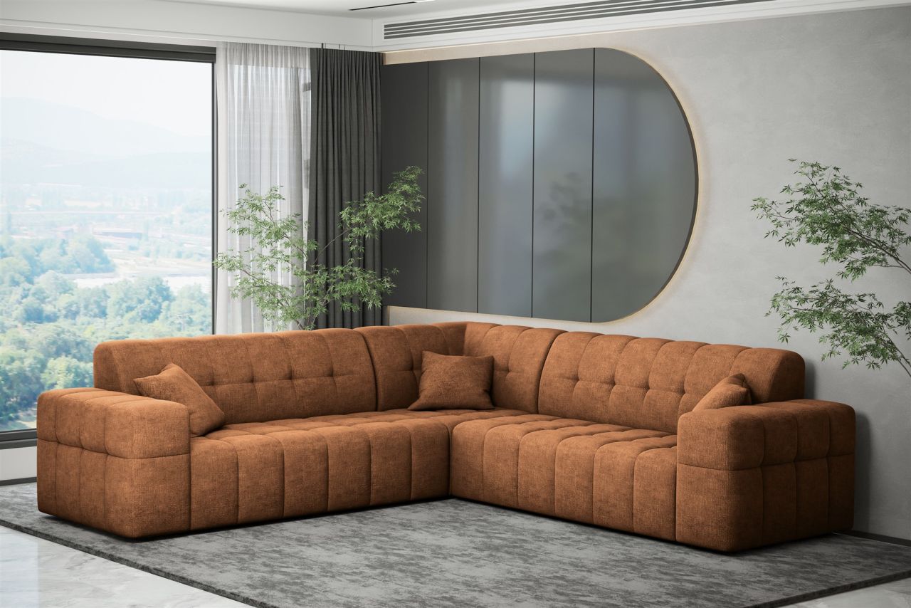 Ecksofa ersofa NANCY in Stoff Perfekt Harmony Caramel Seite Universal