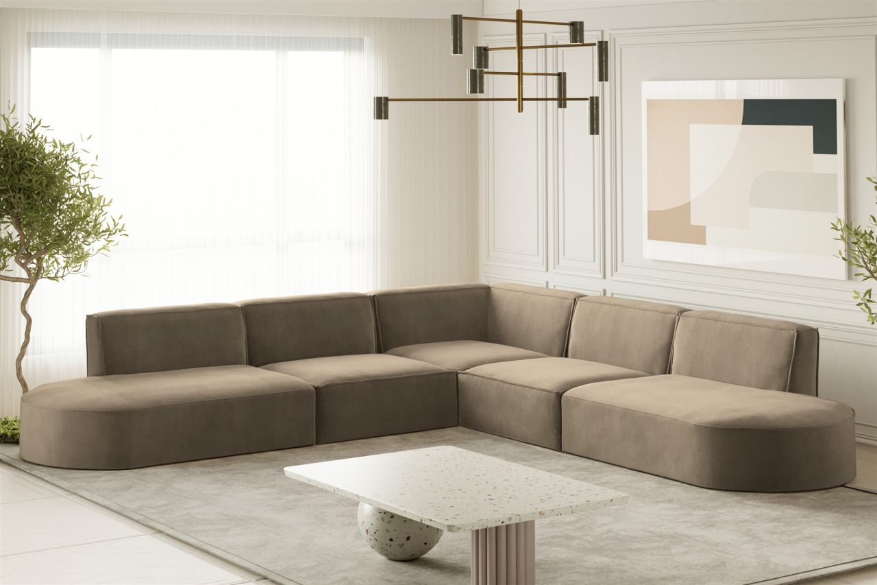 Ecksofa ersofa PALMA Stoff Noel Braun Seite Universal