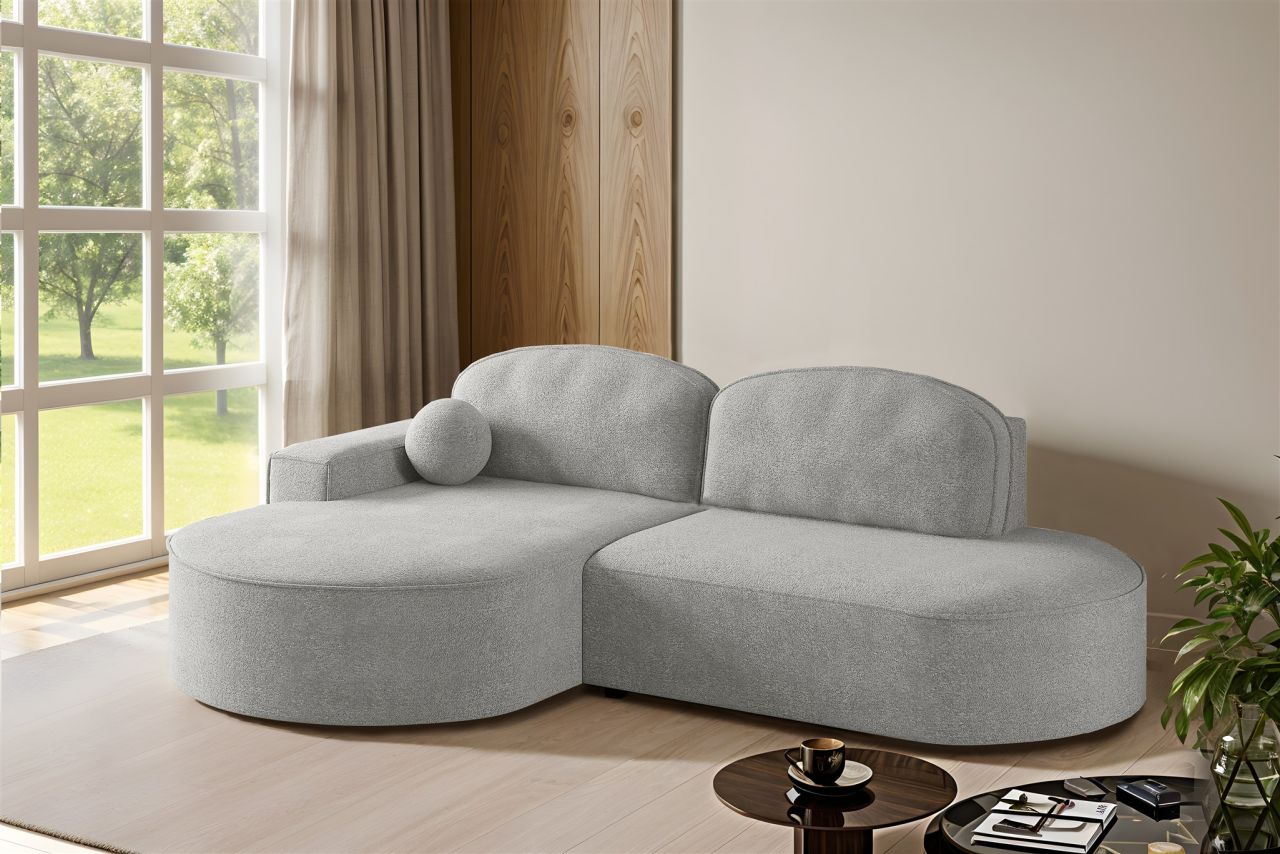 Ecksofa Schlafsofa Sofa GIRONA Stoff Arena Grau Ottomane Links