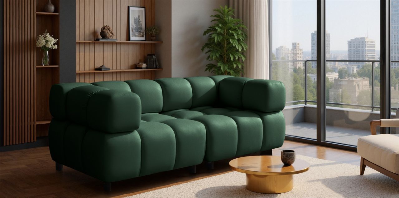 Sofa ersofa FLOW 2-Sitzer in Stoff Bluvel Flaschengrün