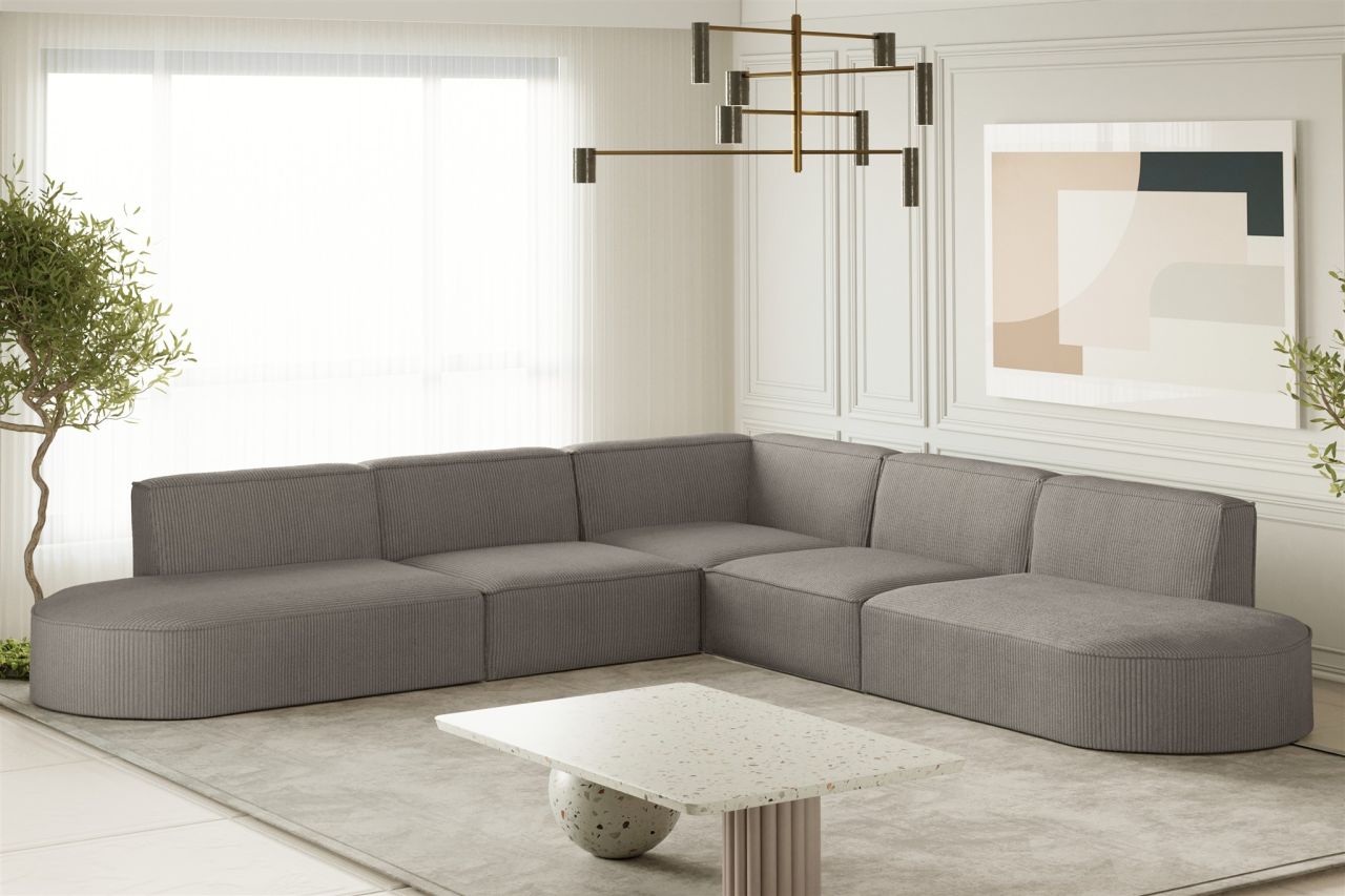 Ecksofa ersofa PALMA Stoff Scala Grau Seite Universal