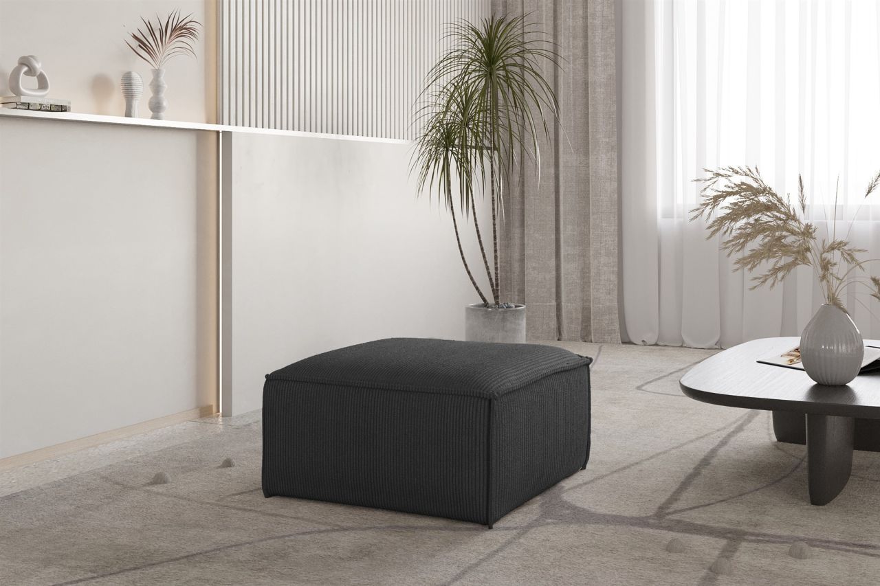 Polsterhocker erhocker CELES PREMIUM 65x65 cm in Stoff Scala Anthrazit