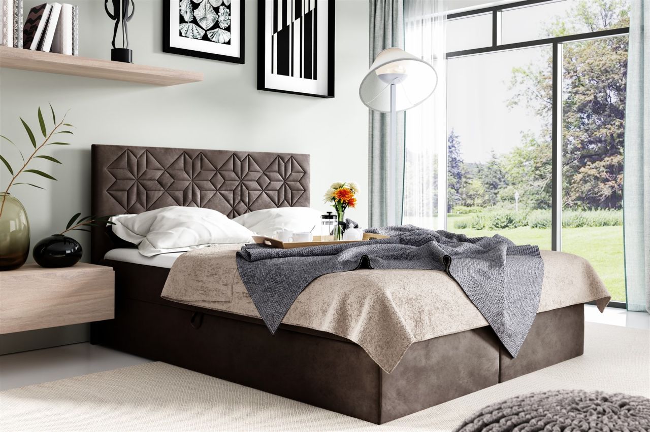 Boxspringbett Schlafzimmerbett 120x200cm LAZARO Nr.1 Braun inkl. Bettkasten