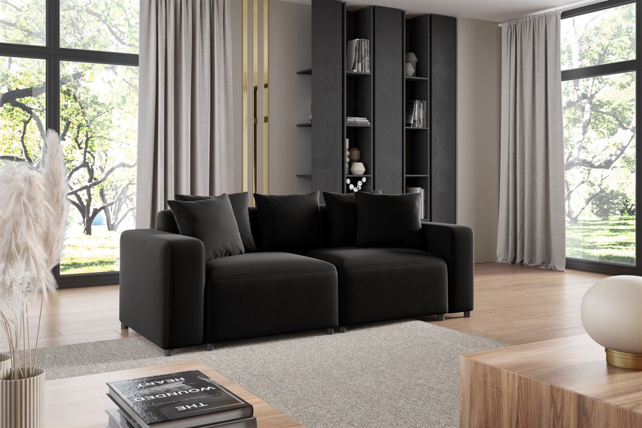 Sofa ersofa MEGAN 2-Sitzer in Stoff Salvador Schwarz