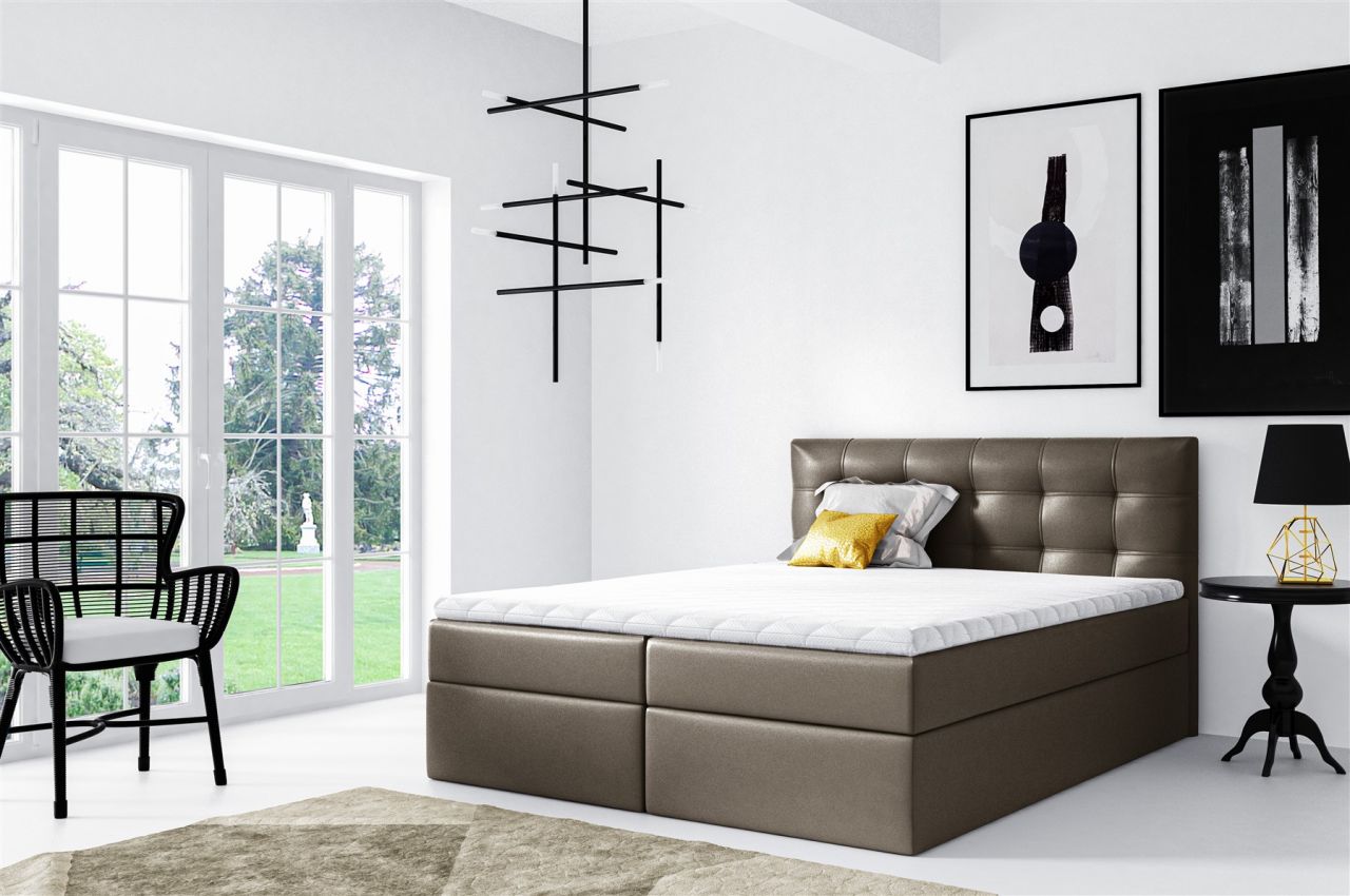Boxspringbett Schlafzimmerbett OVIEDO 120x200cm Kunstleder Braun