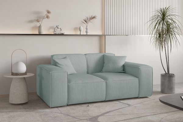 Sofa Designersofa CELES PREMIUM 2-Sitzer in Stoff Scala Saphirblau