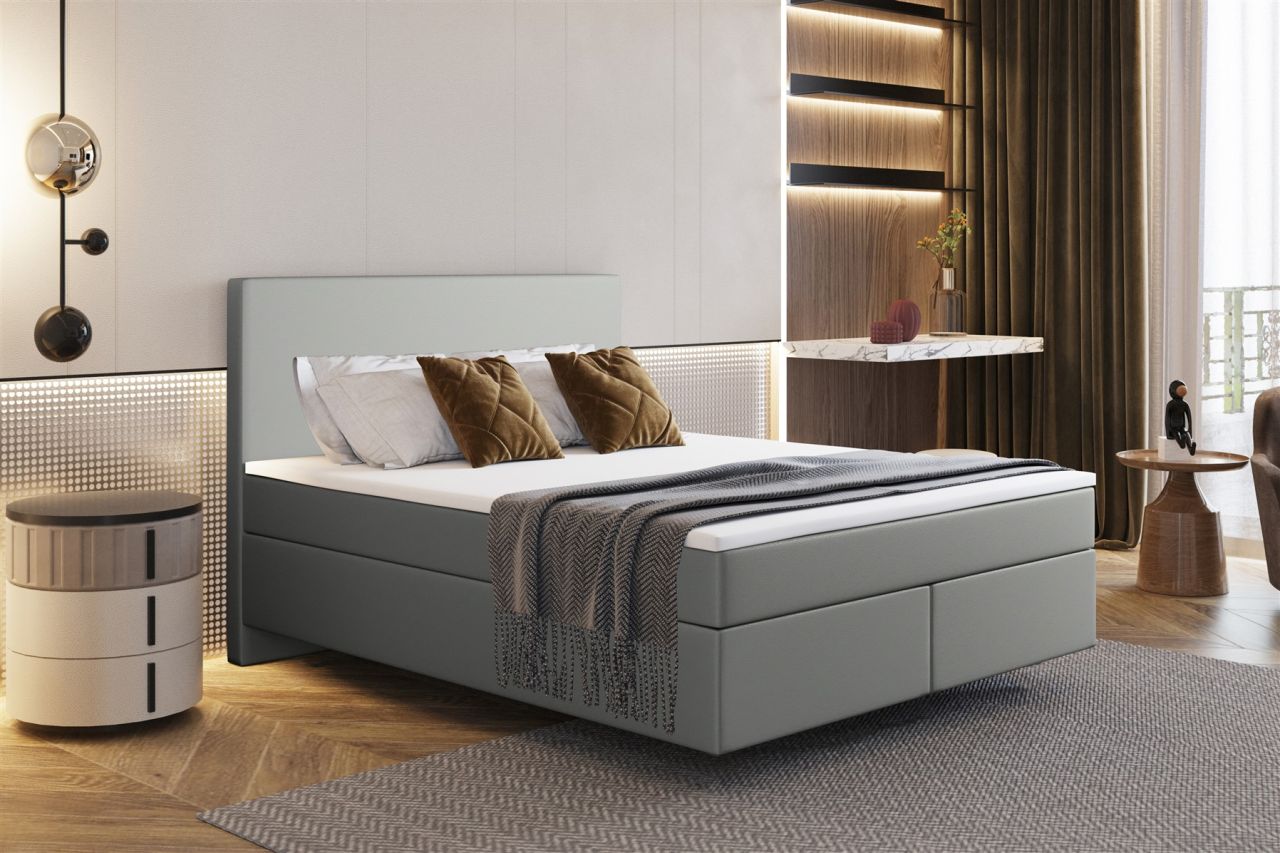 Boxspringbett Schlafzimmerbett ROCIO Nr.5 Premium 120x200cm in Kunstleder Grau
