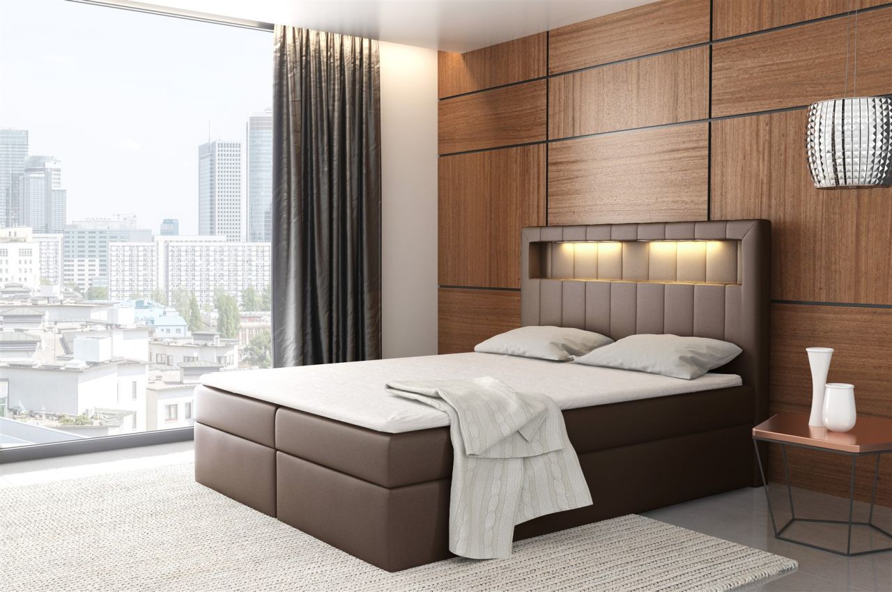 Boxspringbett Schlafzimmerbett STORM 200x200cm inkl.LED