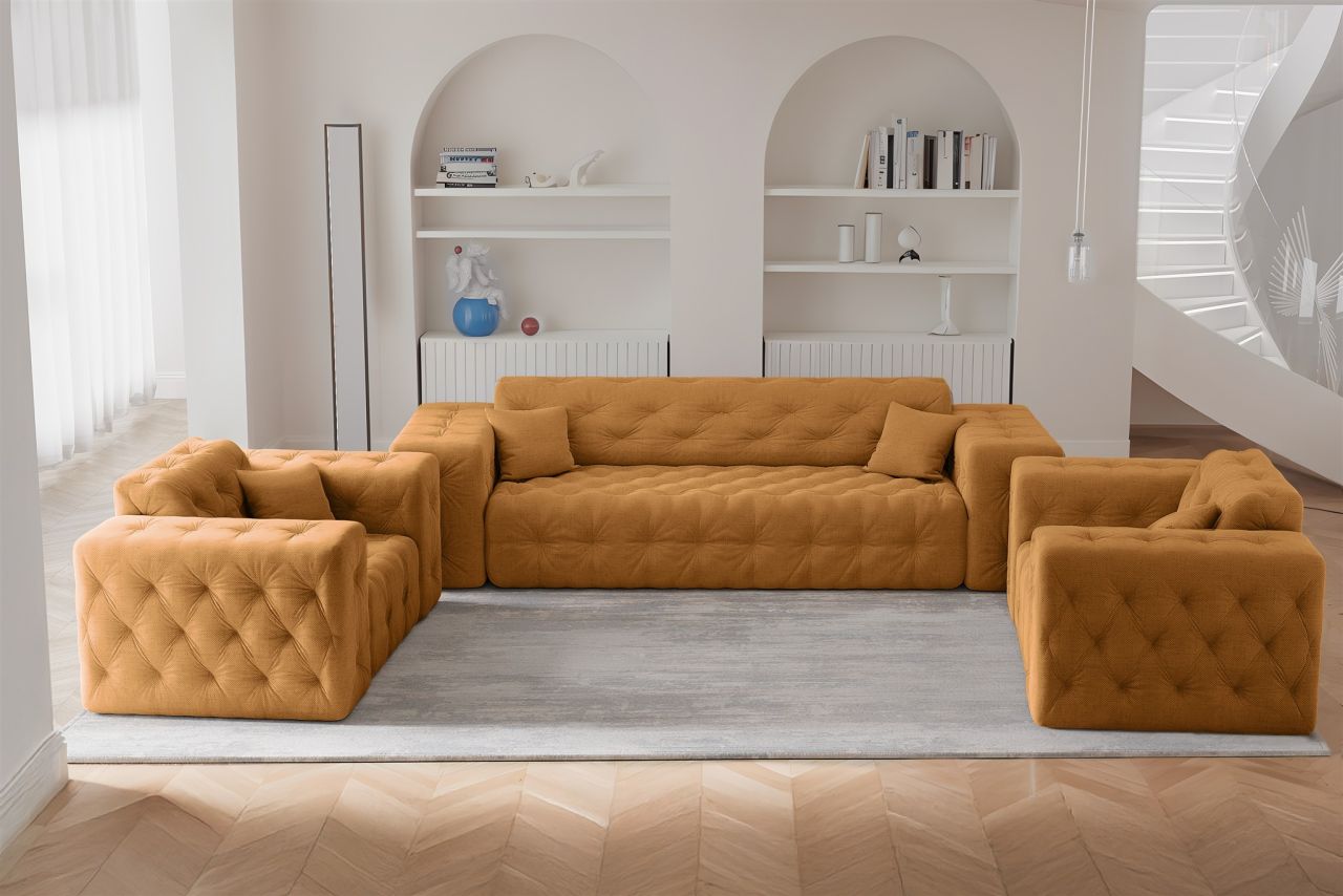 Sofaset ersofa CHANTAL 3-1-1 in Stoff Moly Orange