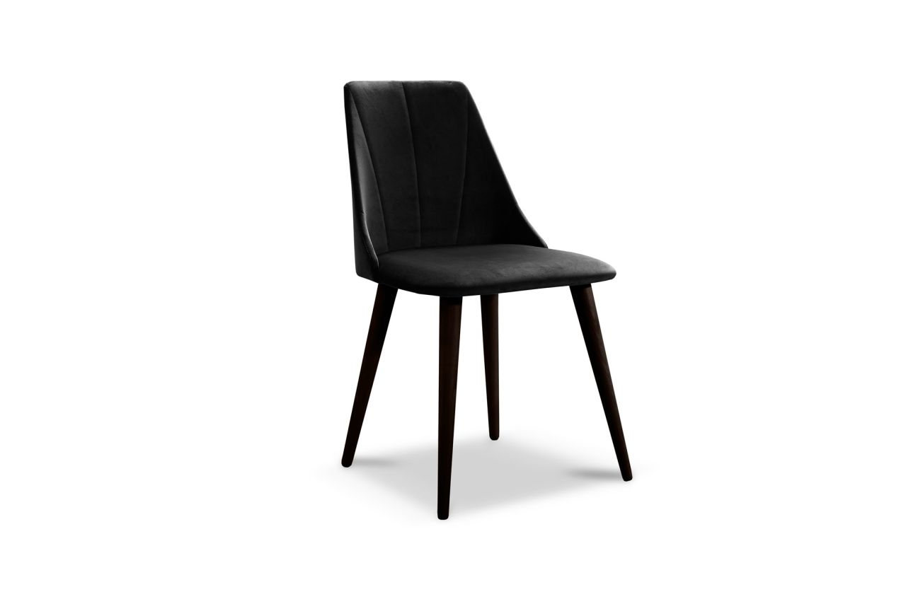 Esszimmerstühle Stuhle 2er Set CAROS Massivholz Buche-Wenge Stoff Schwarz