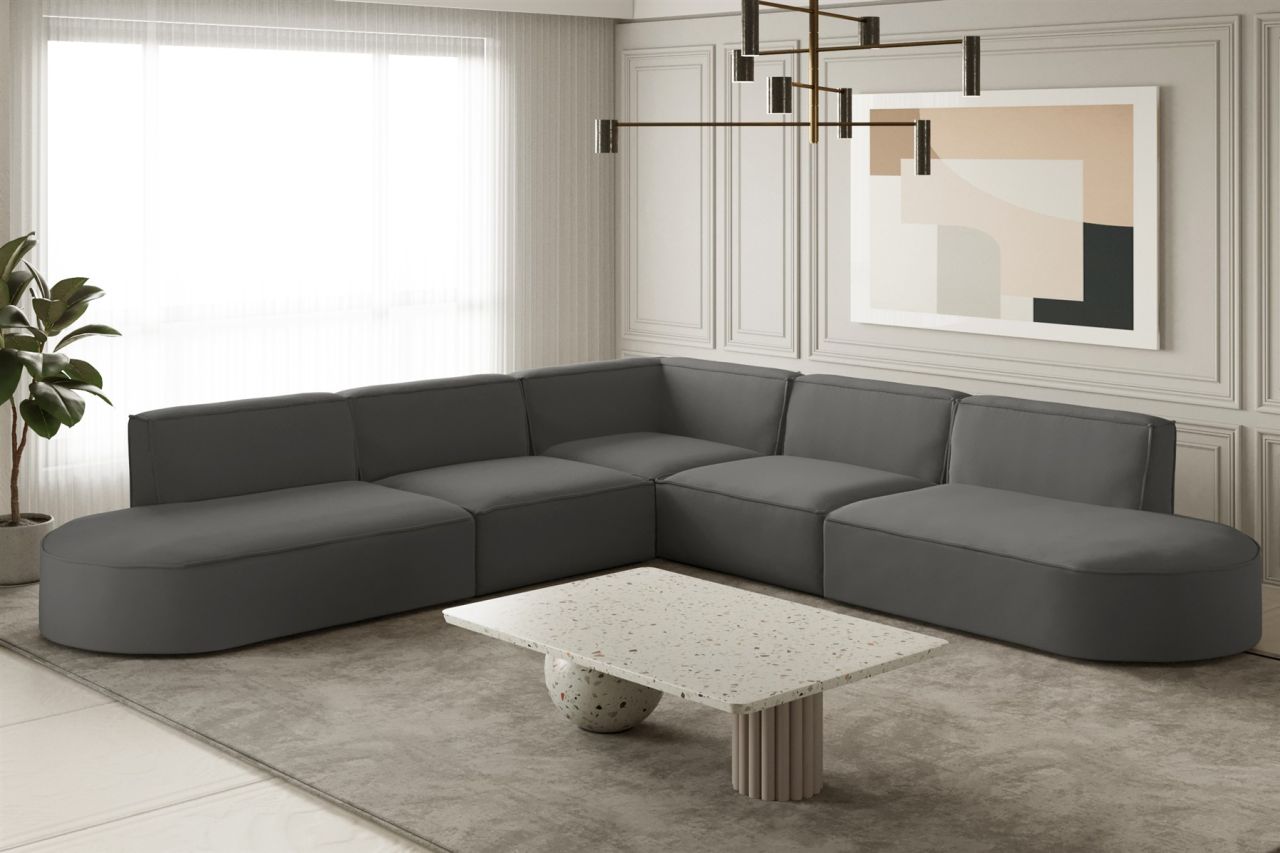 Ecksofa ersofa PALMA Stoff Opera Velvet Steel Seite Universal