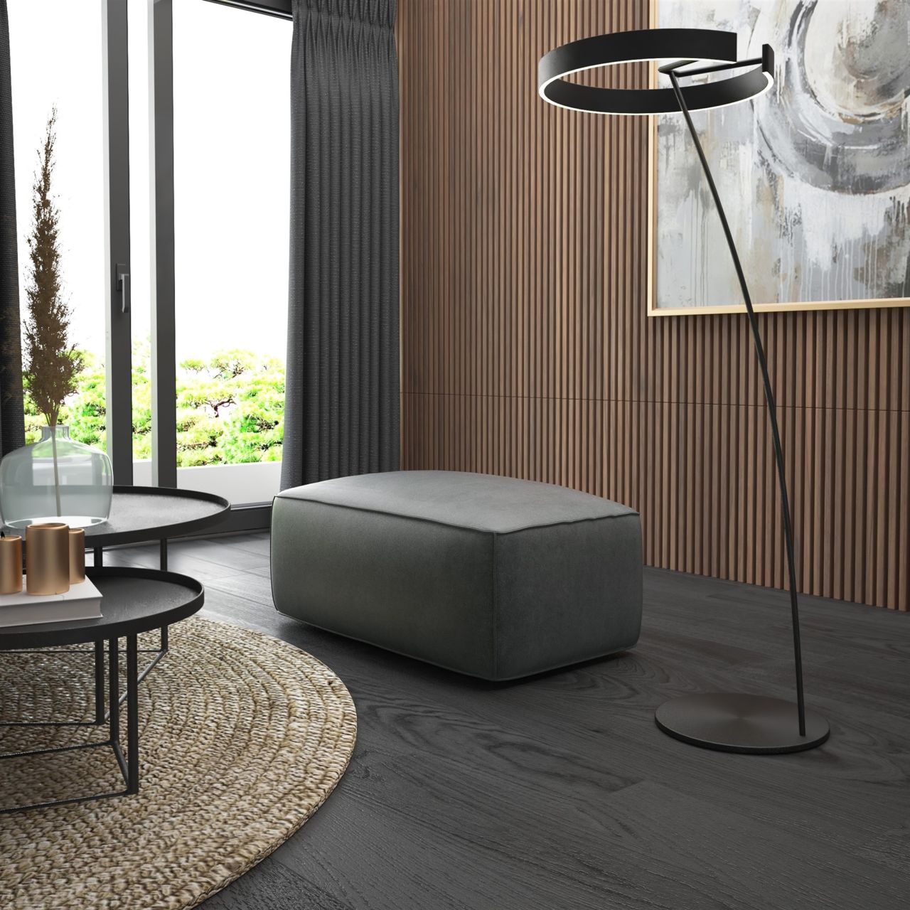 Polsterhocker erhocker Hocker HELMER in Stoff Pola Dunkelgrau