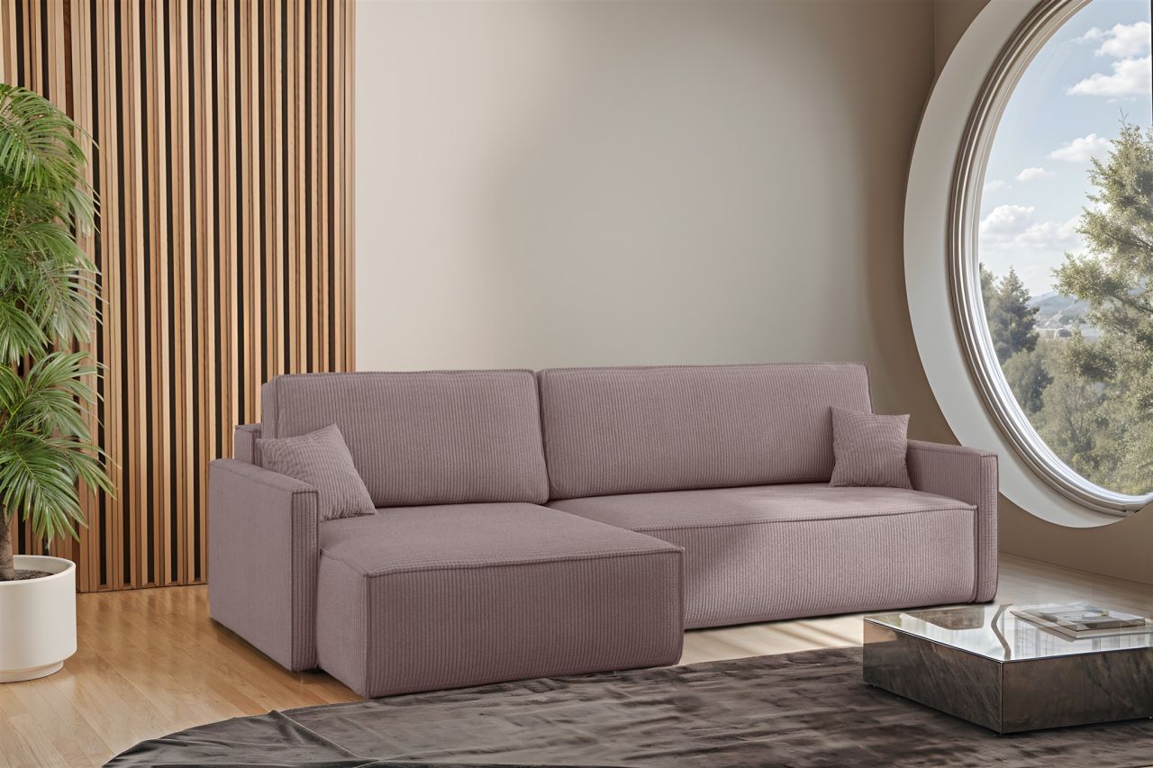 Ecksofa Schlafsofa Sofa LOUIS Stoff Scala Lavendel Ottomane Links