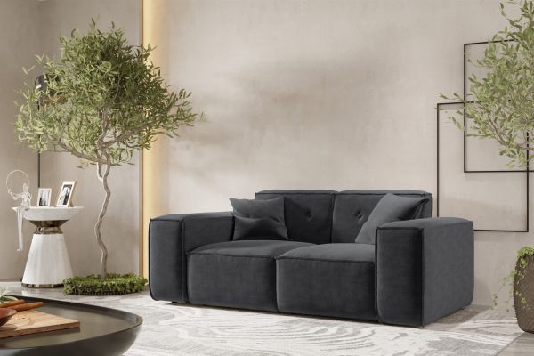 Sofa Designersofa CESINA 2-Sitzer in Stoff Perfect Harmony Anthrazit