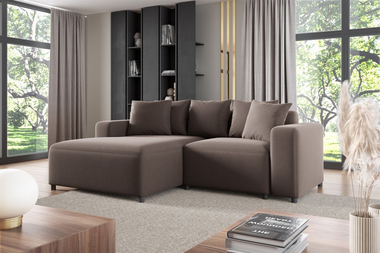 Ecksofa ersofa Sofa MEGAN XS in Stoff Salvador Braun Ottomane Links