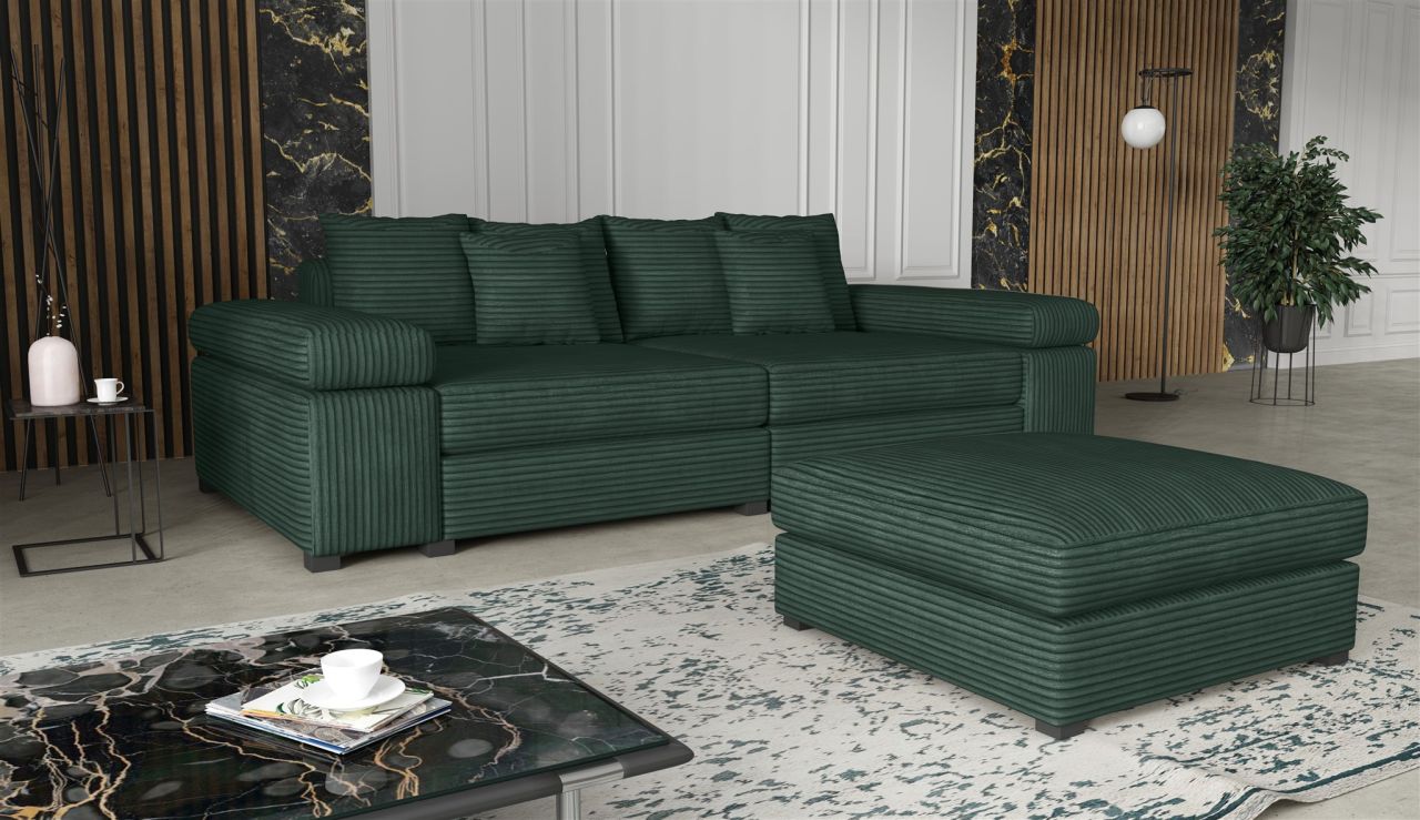 Big Sofa Megasofa Riesensofa AREZZO inkl. Hocker Stoff Tilia Flaschengrün