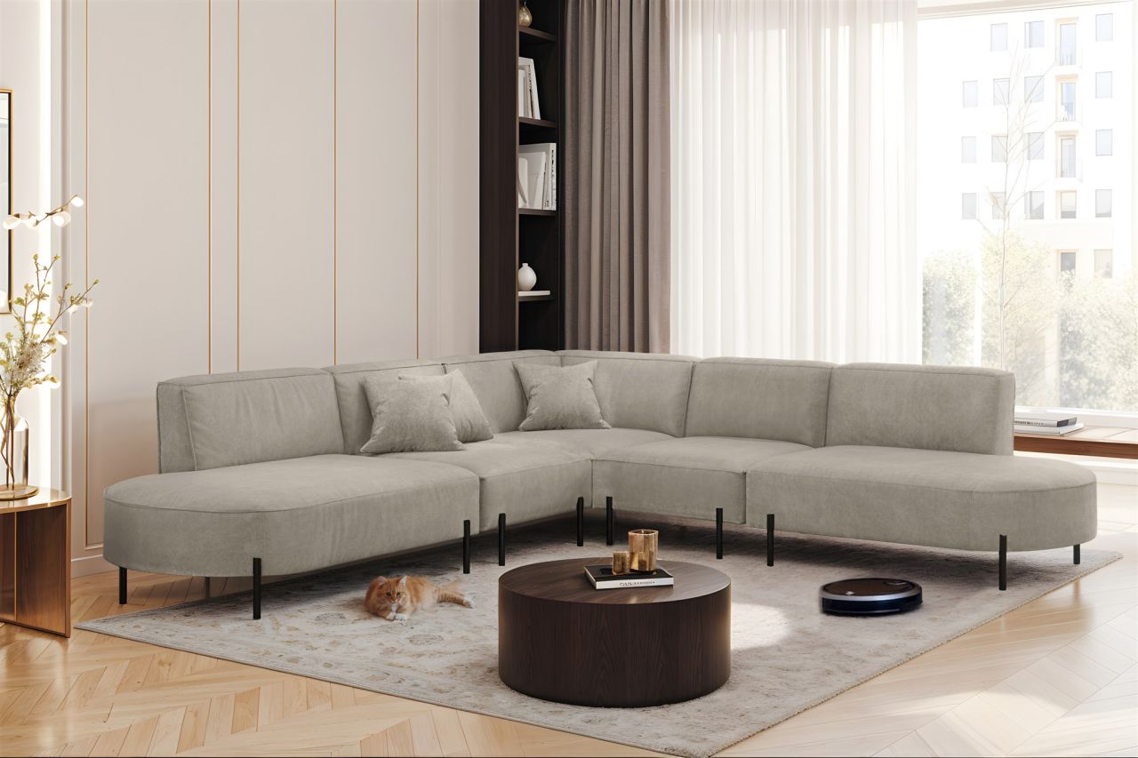 Ecksofa ersofa VALENCIA Stoff Noel Hellgrau Universal