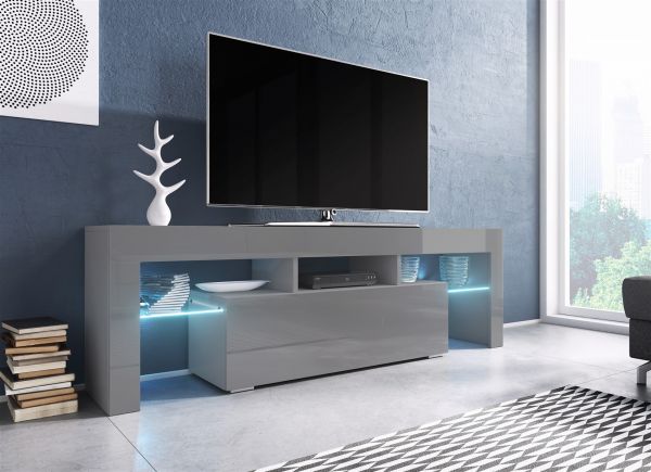 TV Board Lowboard TORIS Grau Hochglanz 138cm