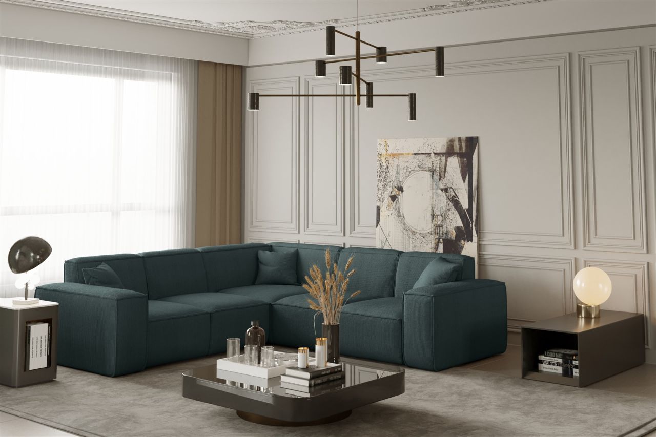 OUTLET Ecksofa ersofa CELES in Stoff Scala Petrol Seite Universal