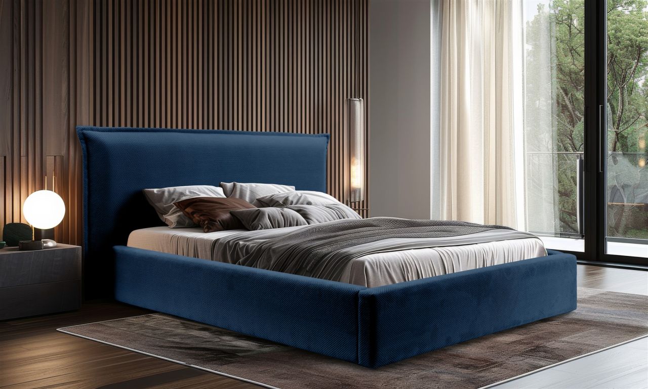 Polsterbett Doppelbett AMADA Komplettset 160x200cm in Stoff Pop Blau