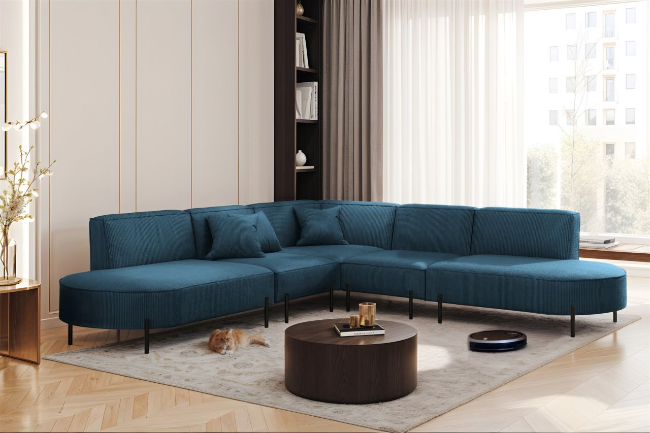 Ecksofa ersofa VALENCIA Stoff Scala Blau Universal