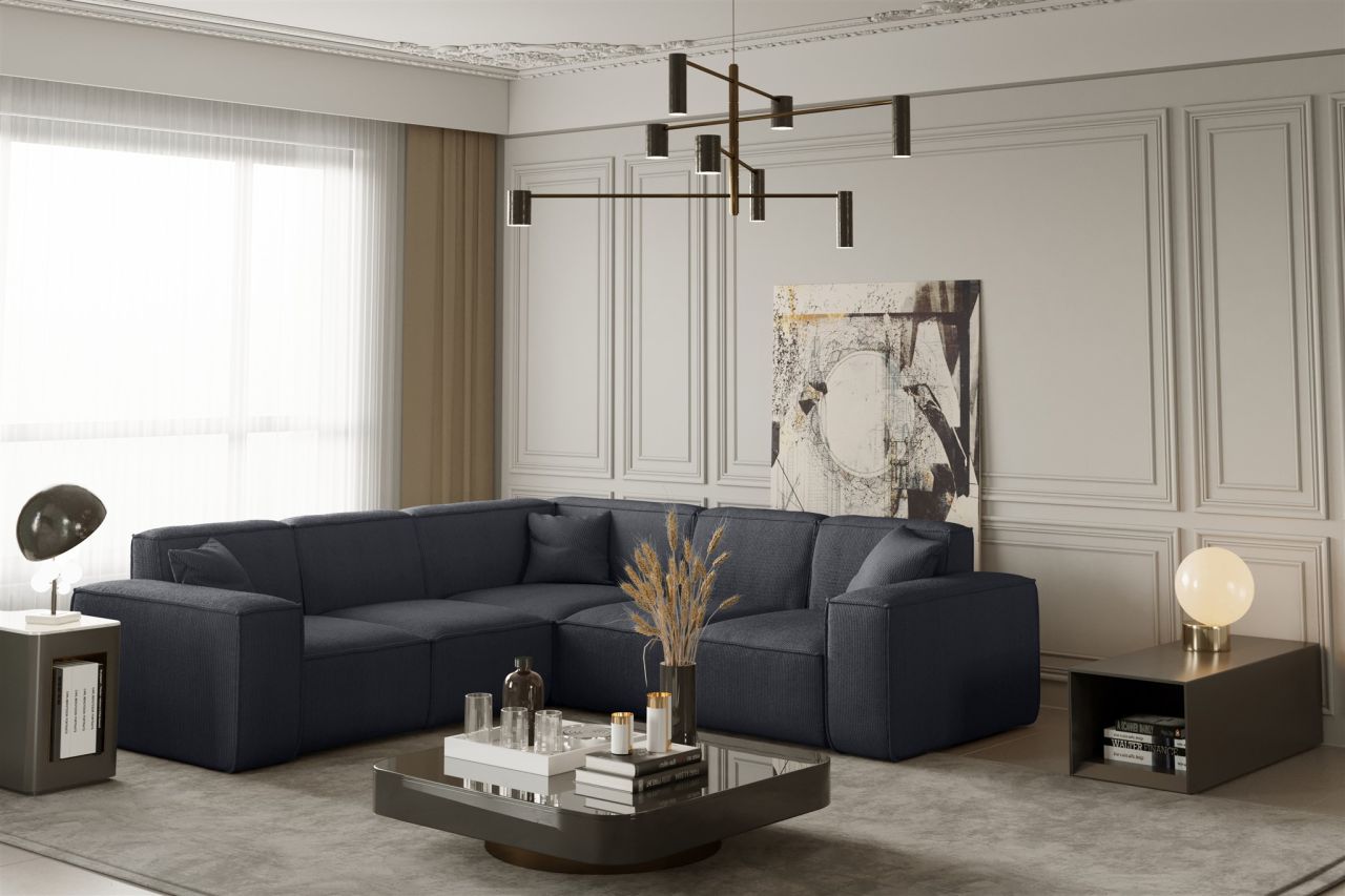 Ecksofa ersofa CELES in Stoff Scala Schwarz Seite Universal
