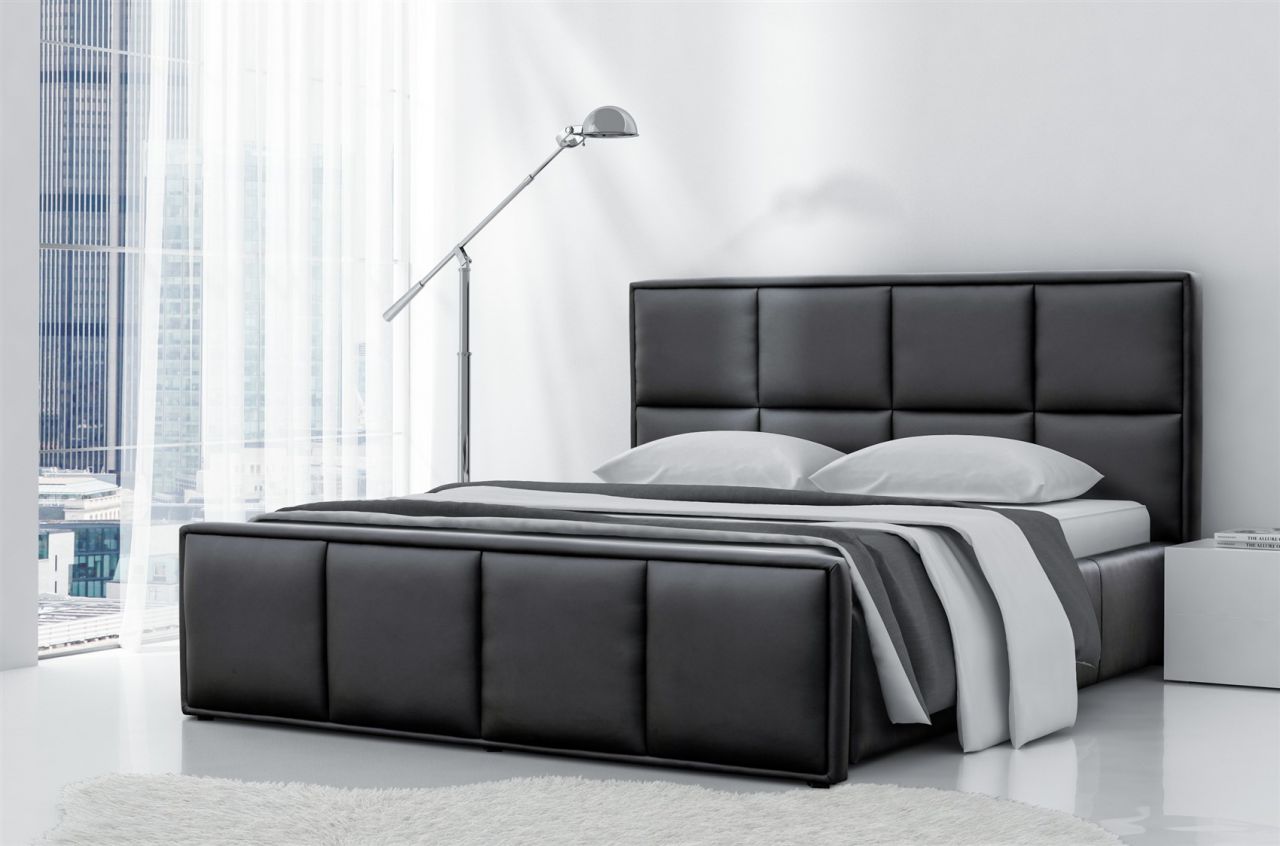 Polsterbett Bett Doppelbett PEPE Kunstleder Schwarz 180x200cm