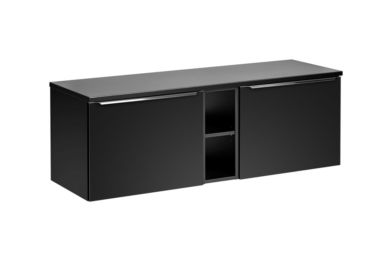 Waschtischunterschrank 5-tlg AKAN 140cm Schwarz matt Variante A inkl. Waschtisch