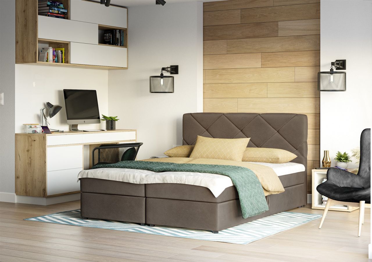 Boxspringbett Schlafzimmerbett MILTON 140x200cm Braun
