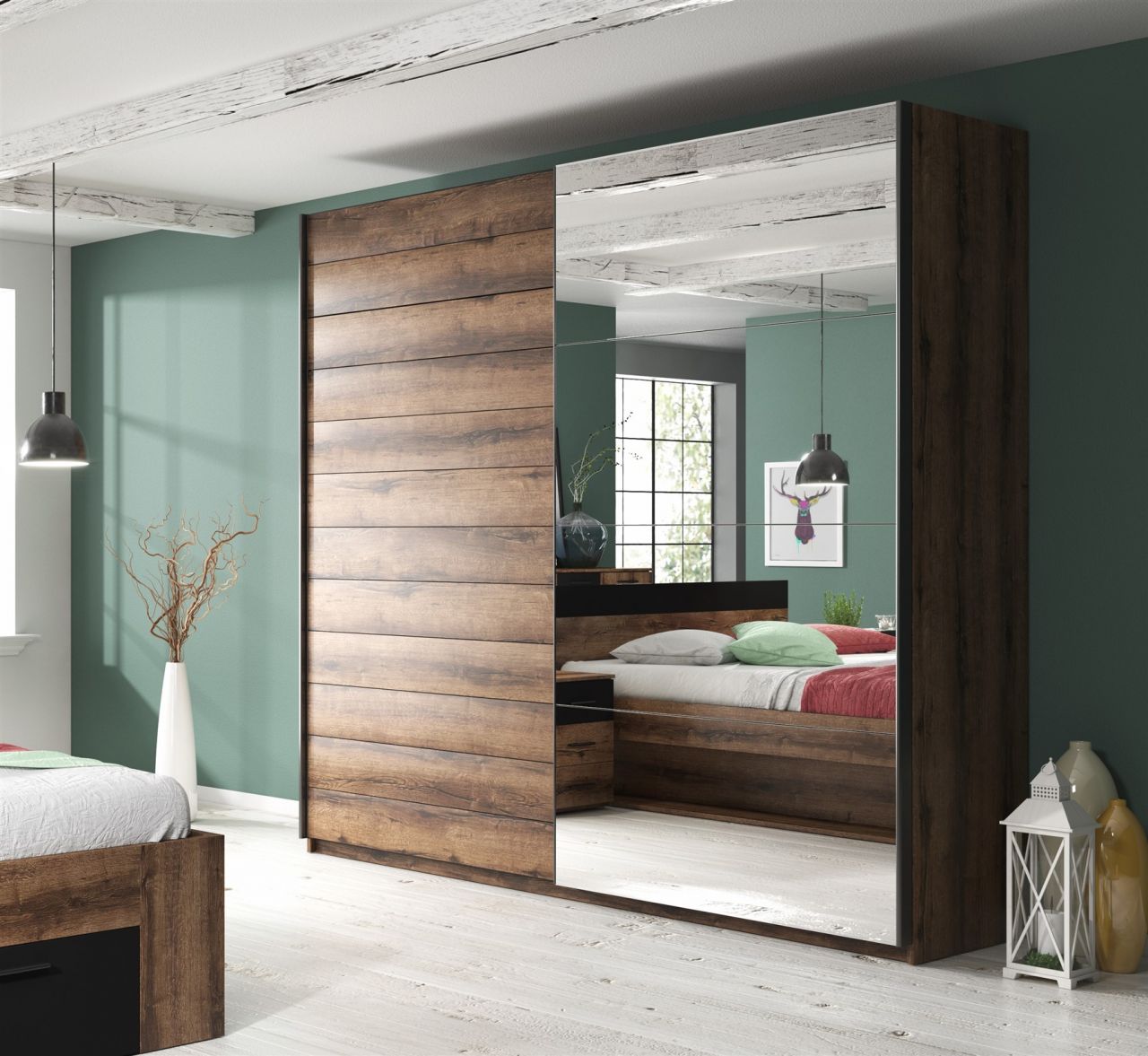 Schiebetürenschrank Schrank ASKJA Eiche Monastery 180x210 cm