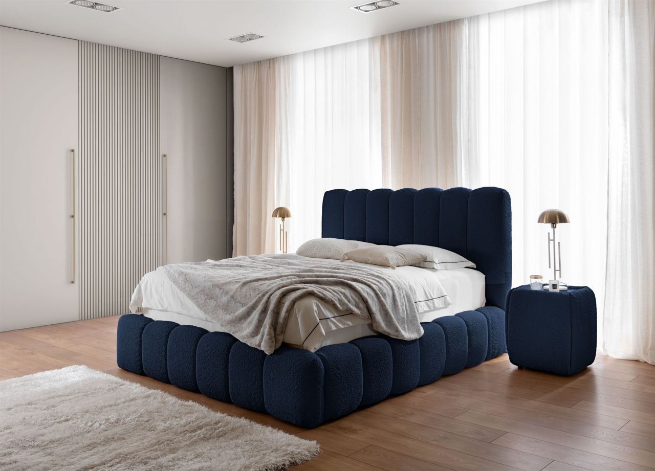Polsterbett Doppelbett Set.4 CARSON 180x200cm Stoff Catch Me Dunkelblau