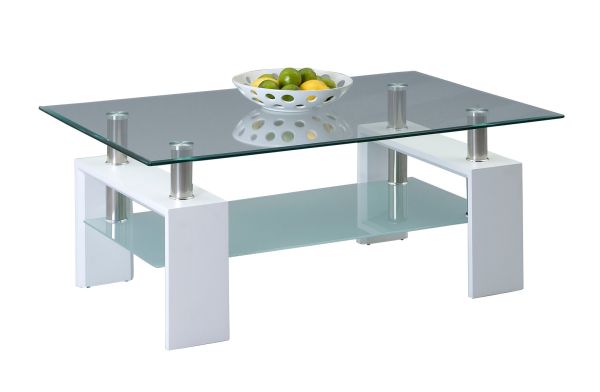 Couchtisch Beistelltisch - Xava - 110x70 cm Weiss / Glas