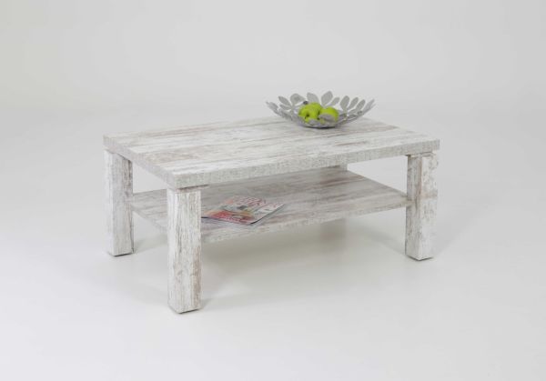 Couchtisch Wohnzimmertisch "Merlin" 104 x 67 cm mit Ablageboden Vintage Eiche