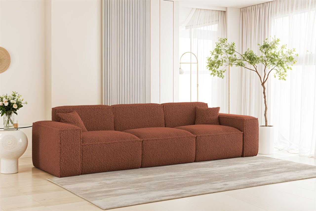 Sofa Designersofa CELES PREMIUM 3-Sitzer in Stoff Sven Rostbraun