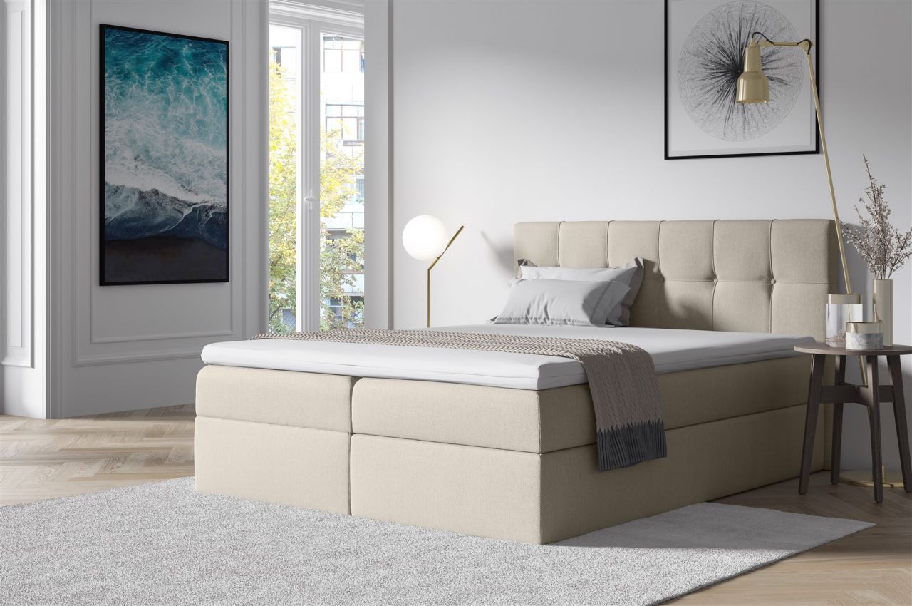 Boxspringbett Schlafzimmerbett BURGOS 140x200cm Beige