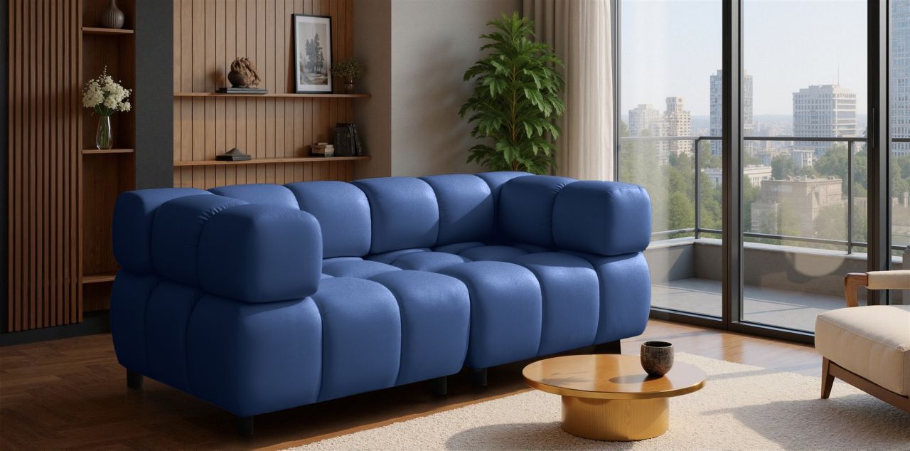 Sofa ersofa FLOW 2-Sitzer in Stoff Bluvel Blau