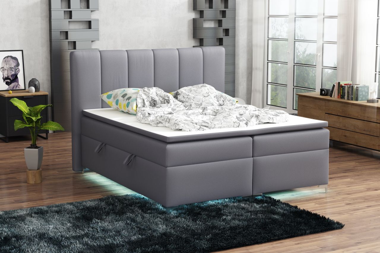 Boxspringbett Schlafzimmerbett ANGEL 180x200cm inkl.Bettkasten/ LED