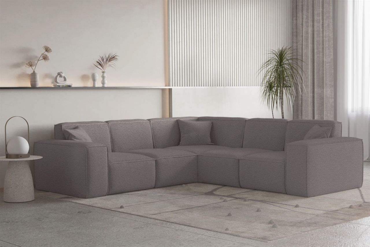 Ecksofa ersofa CELES PREMIUM Stoff Ascot Bukla Taupe Seite Universal